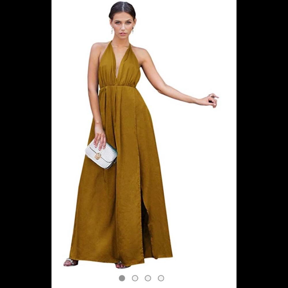 Satin Womens V neck Dress